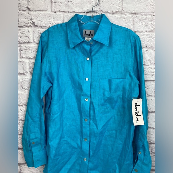 NWT David N. 100% Linen Button Down Shirt Size M - Picture 2 of 7